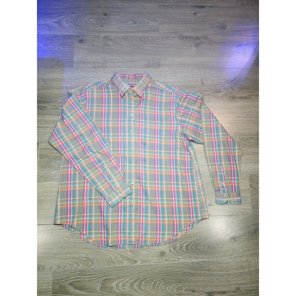 Vintage 80s Impressions Plaid Button Down Shirt Womens 16 Long Sleeve‎